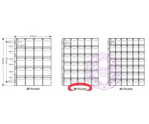 PCCB 30 Pockets Transparent Coin Album Insert Page Sheets